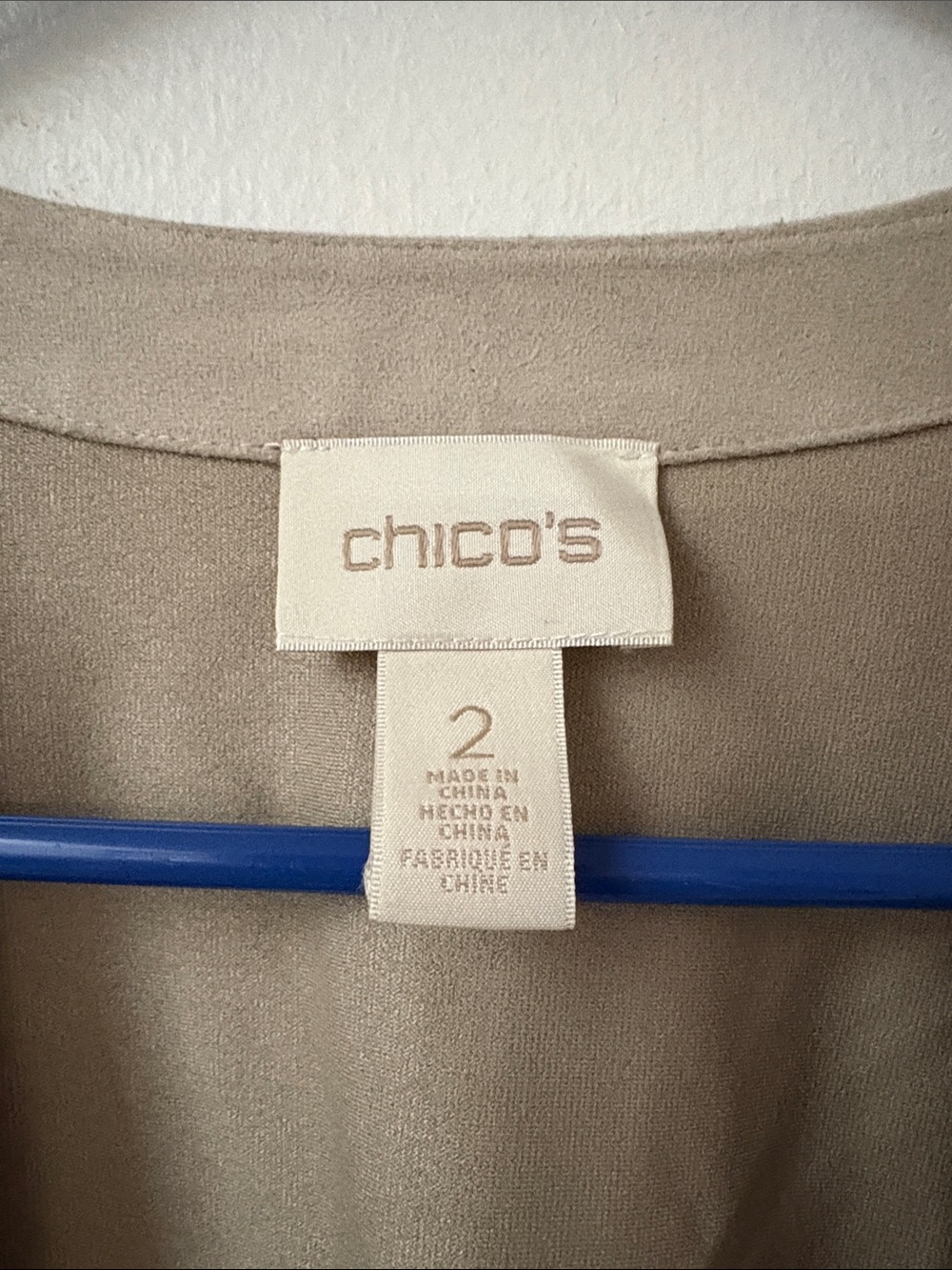 Chico's Neutral Taupe Laser-Cut Open Cardigan - Picture 2 of 3